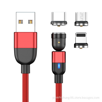 2021 Hot Selling 3 In 1 Magnetic Cable 540 Degree Free Rotation Charging Cable